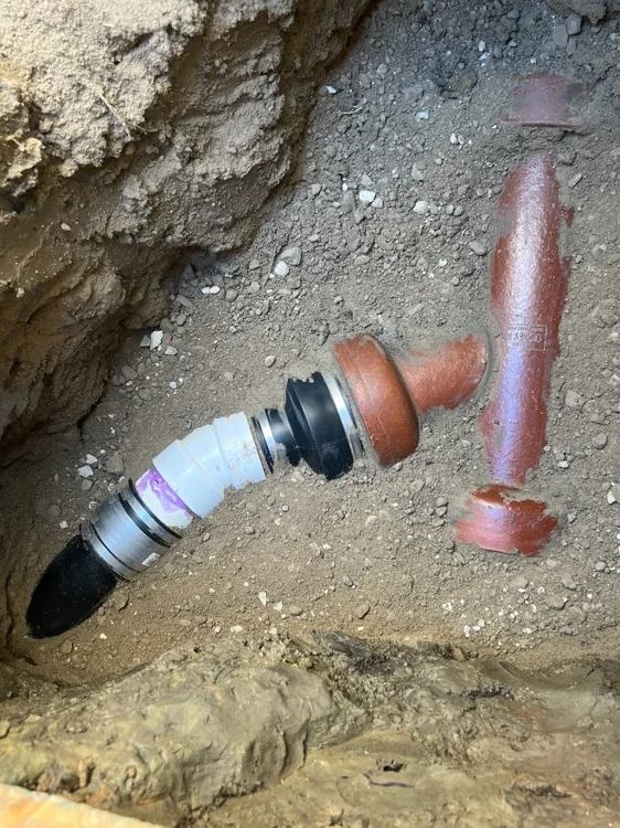 Exposed pipe during a True Blue Drain replacement project