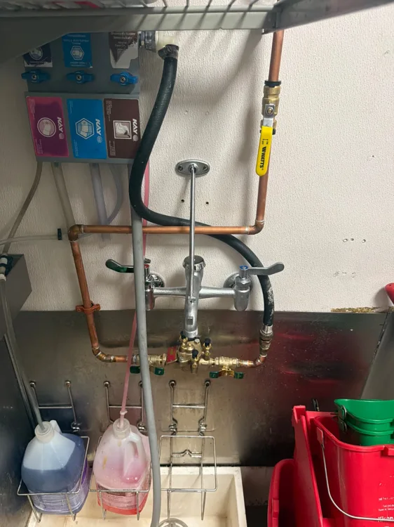 Water heater and pipe connections from a True Blue Drain installation